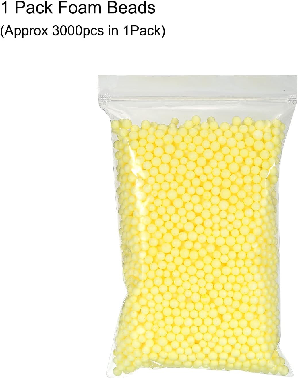 MECCANIXITY Foam Beads Foam Balls 7-9mm for Wedding and Party Decorations, Tiny Packing Balls, Arts DIY Crafts Supplies (Yellow,1 Pack Approx 3000pcs)