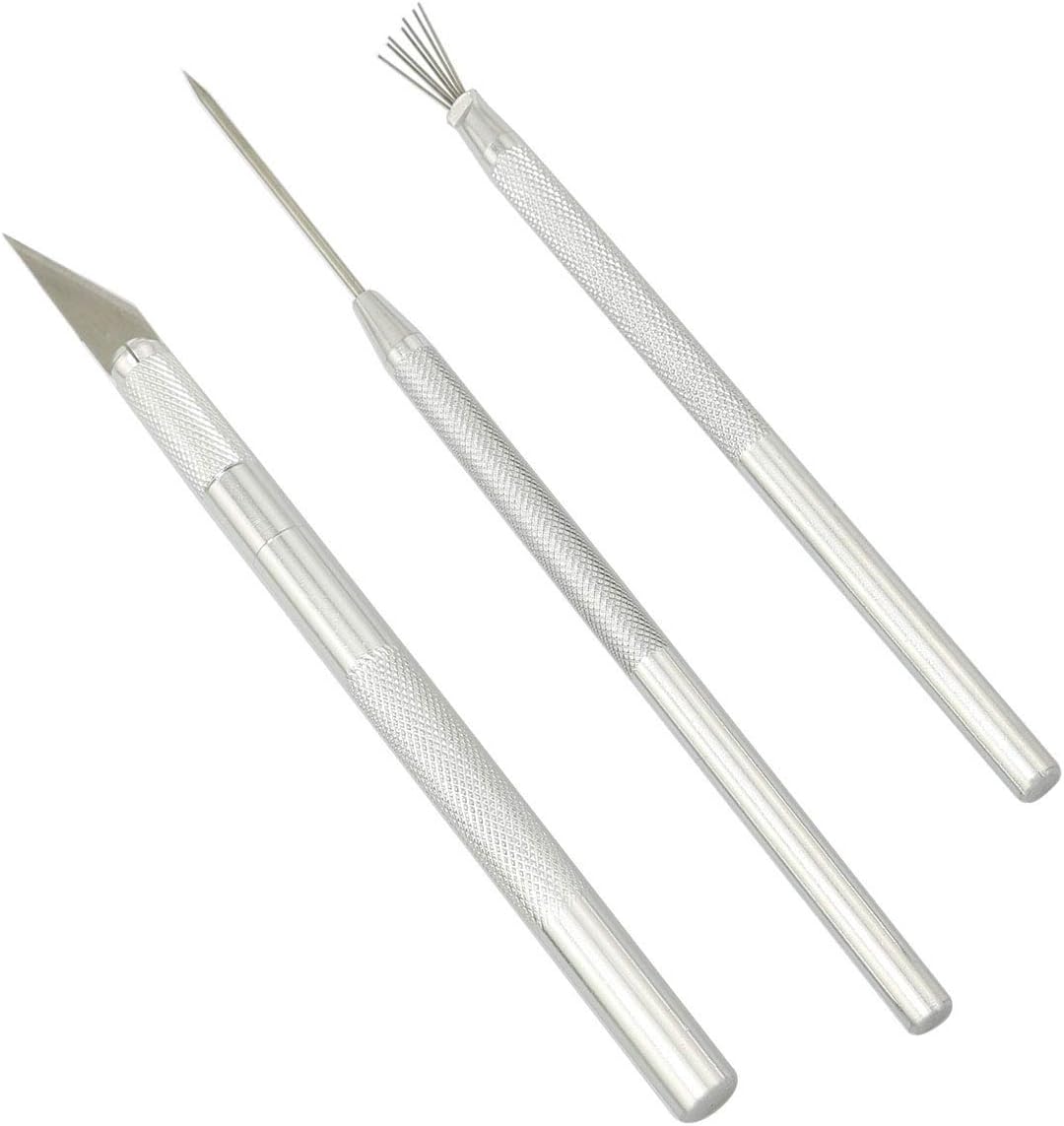 ZYAMY 3IN1 Sculpting Tool Set Feather Pin, Carving Knife and Pro Needle Wire Texture Pottery Clay Tool Kit Brush Tools Ceramics Modeling Tool