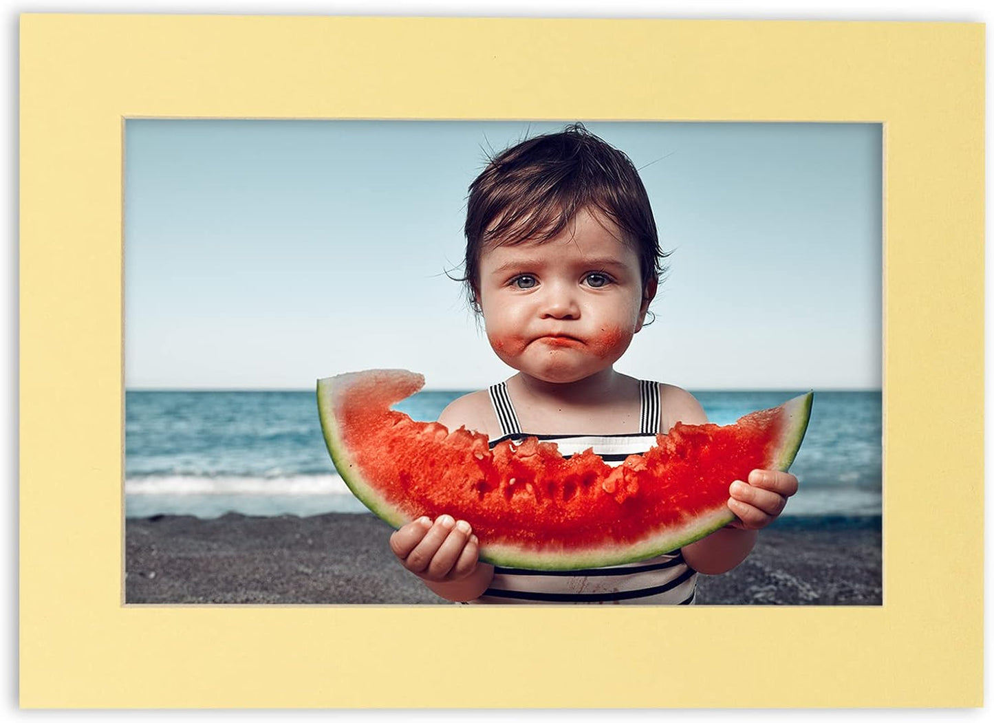 5.5x8.5 Mat for 8.5x11 Frame - Precut Mat Board Acid-Free Soft Yellow 5.5x8.5 Photo Matte for a 8.5x11 Picture Frame, Matboard for Family Photos, Show Kits, Art, Picture Framing, Pack of 100 Mats