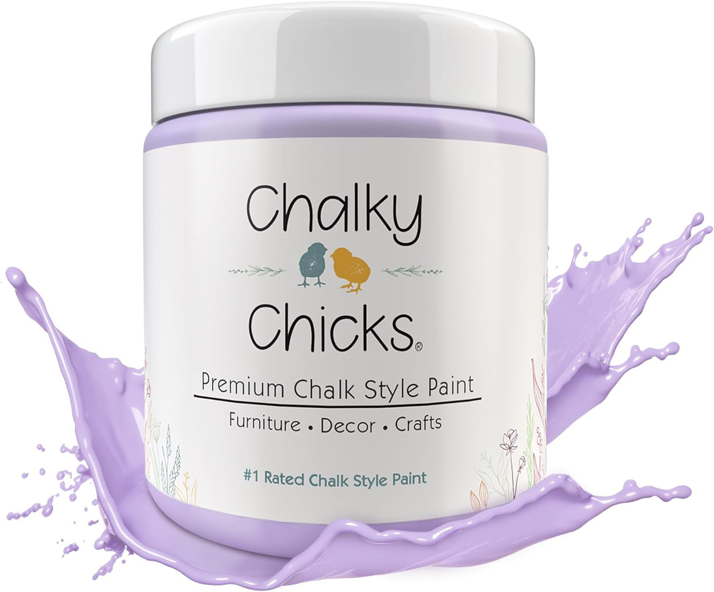Chalky Chicks All-in-One Chalk Paint for Furniture or Cabinet - 4Fl Oz-Matte Finish Sweet Lilac (Light Purple) for Metal, Wood Furniture Paint - No Sanding All-in-One for Home Decor & Crafts, USA Made