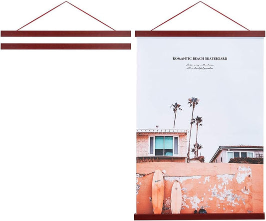 Artmag Magnetic Poster Hanger Frame, 30x40 30x20 30x24 Light Wood Wooden Magnet Canvas Artwork Print Poster Hangers Frames Hanging Kit (Mahogany, 30")