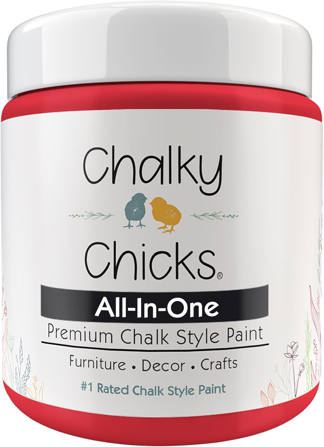 Chalky Chicks All-in-One Chalk Paint for Furniture or Cabinet - 4 Fl Oz - Matte Finish Poppy (Deep Red-Pink) for Metal, Wood Furniture Paint - No Sanding All-in-One for Home Decor & Crafts, USA Made