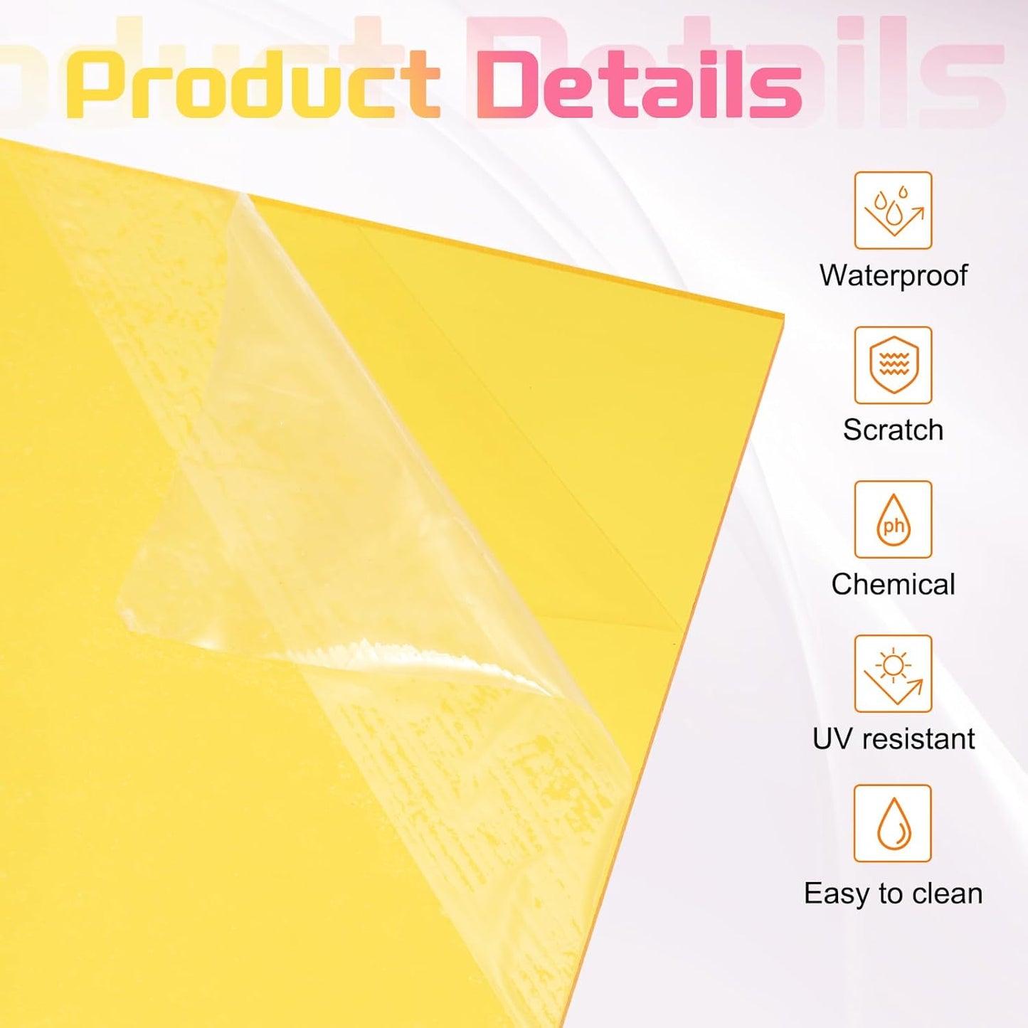 uxcell 2Pcs Acrylic Sheets 12x8 Inch Acrylic Panel 1/8 Inch-3mm Plastic Board for Picture Frames Sign Holders DIY Display Projects Craft, Clear Yellow