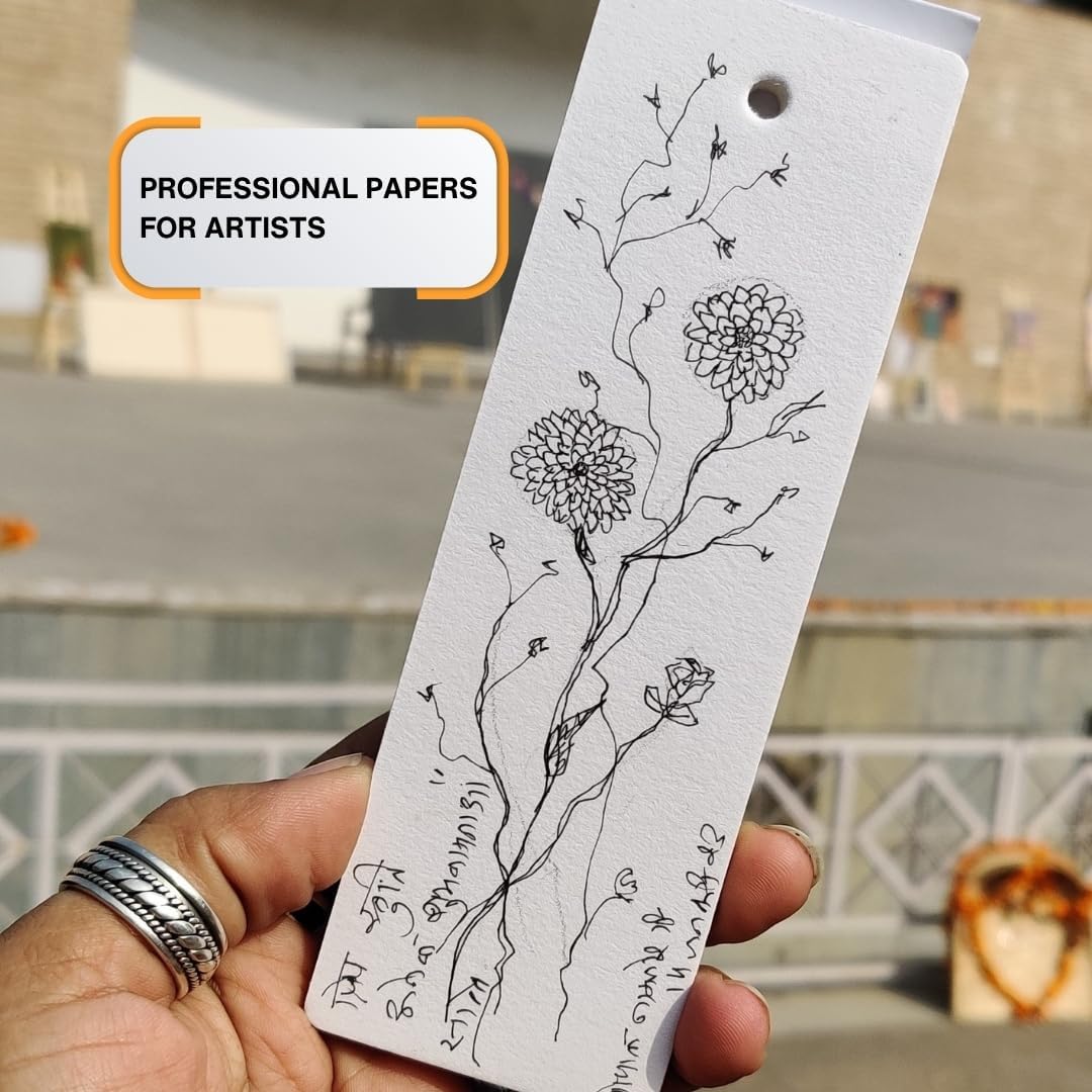 Artist Bookmark Sketchpad Combo – 300 GSM 100% Cotton & 320 GSM Cellulose Ivory Paper | Premium Mixed Media Paper for Watercolor, Gouache, Calligraphy & Ink – Bookmark Size 6x2”