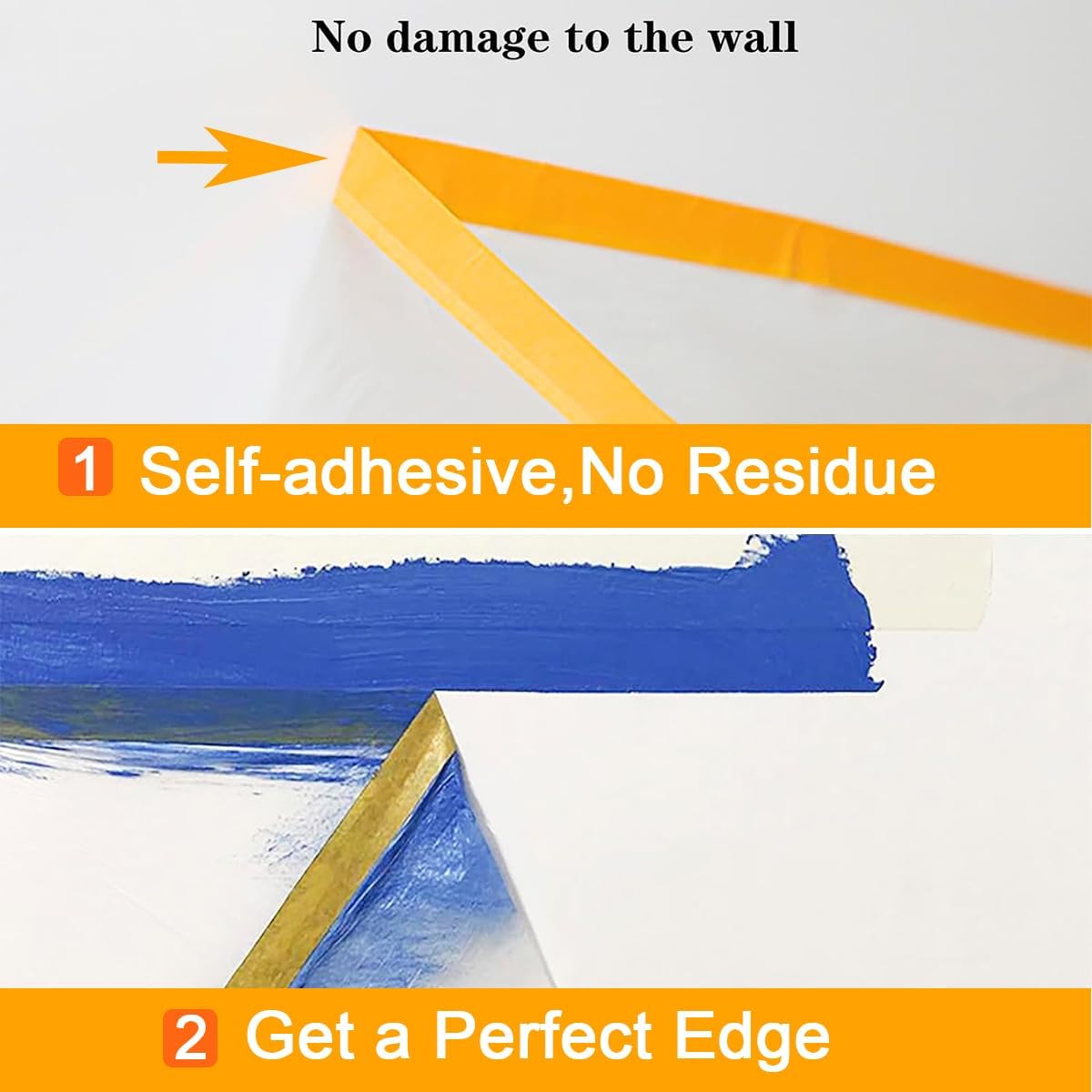 6 Pack Protective Masking Film with Tape 3.6/5/6 x 65 Ft Car Painters Plastic Sheeting Roll Tape and Drape Masking Film for Automotive Painting Covering Furniture, Auto Body, 3 Size