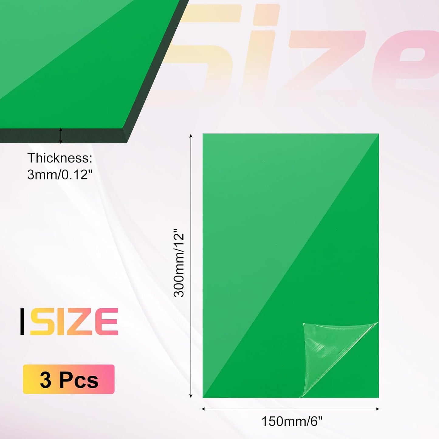 uxcell 3Pcs Acrylic Sheets 12x6 Inch Acrylic Panel 1/8 Inch-3mm Plastic Board for Picture Frames Sign Holders DIY Display Projects Craft, Clear Green