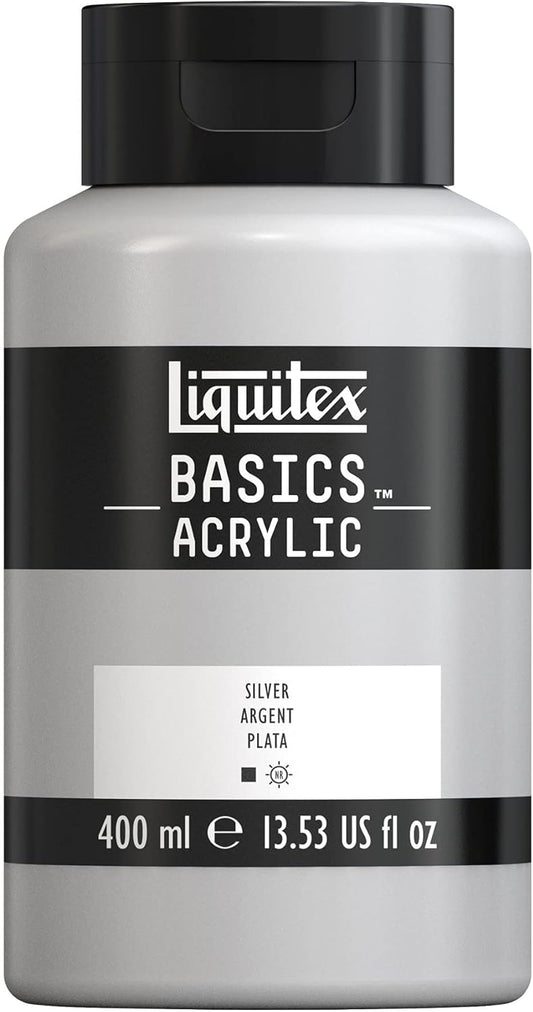 Liquitex BASICS Acrylic Paint, 400ml (13.5-oz) Bottle, Silver