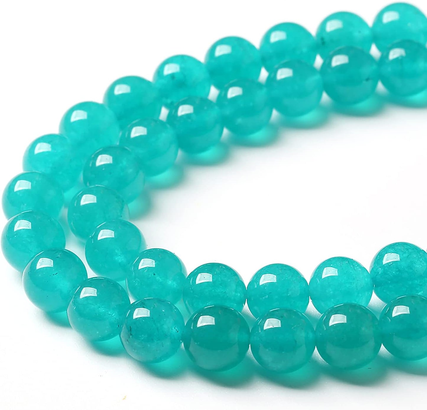 90PCS 8mm Natural Stone Beads Blue Amazonite Jade Stone Round Loose Beads for Jewelry Making DIY Bracelet Necklace 32" 2 Strands