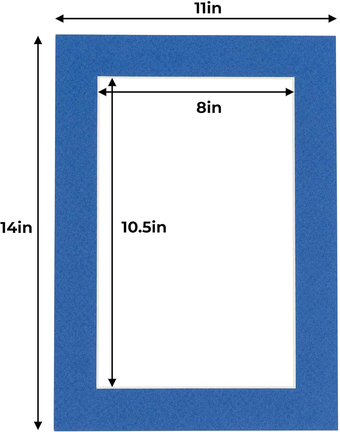 11x14 Mat for 8.5x11 Photo - Precut Royal Blue Picture Matboard for Frames Measuring 11 x 14 Inches - Bevel Cut Matte to Display Art Measuring 8.5 x 11 Inches - Acid Free Pack of TEN MATS