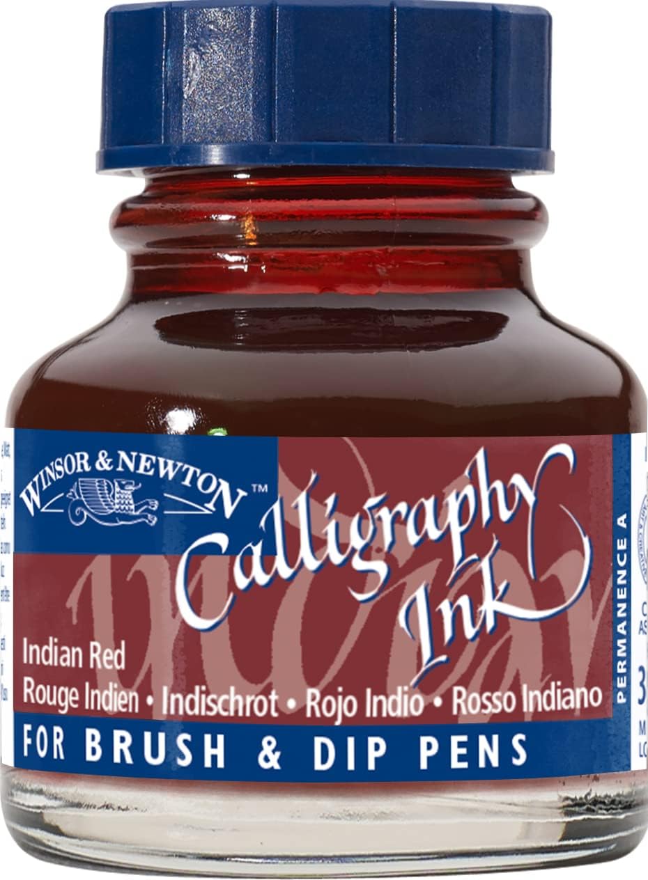 Winsor & Newton Calligraphy Ink, 30ml (1-oz) Bottle, Indian Red