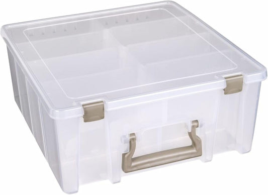 ArtBin 6990SO Super Satchel Double Deep Compartment Box - Art Storage with 8 Removable Compartments, Smart Closure for Craft Supplies (Gold - Pack of 1)