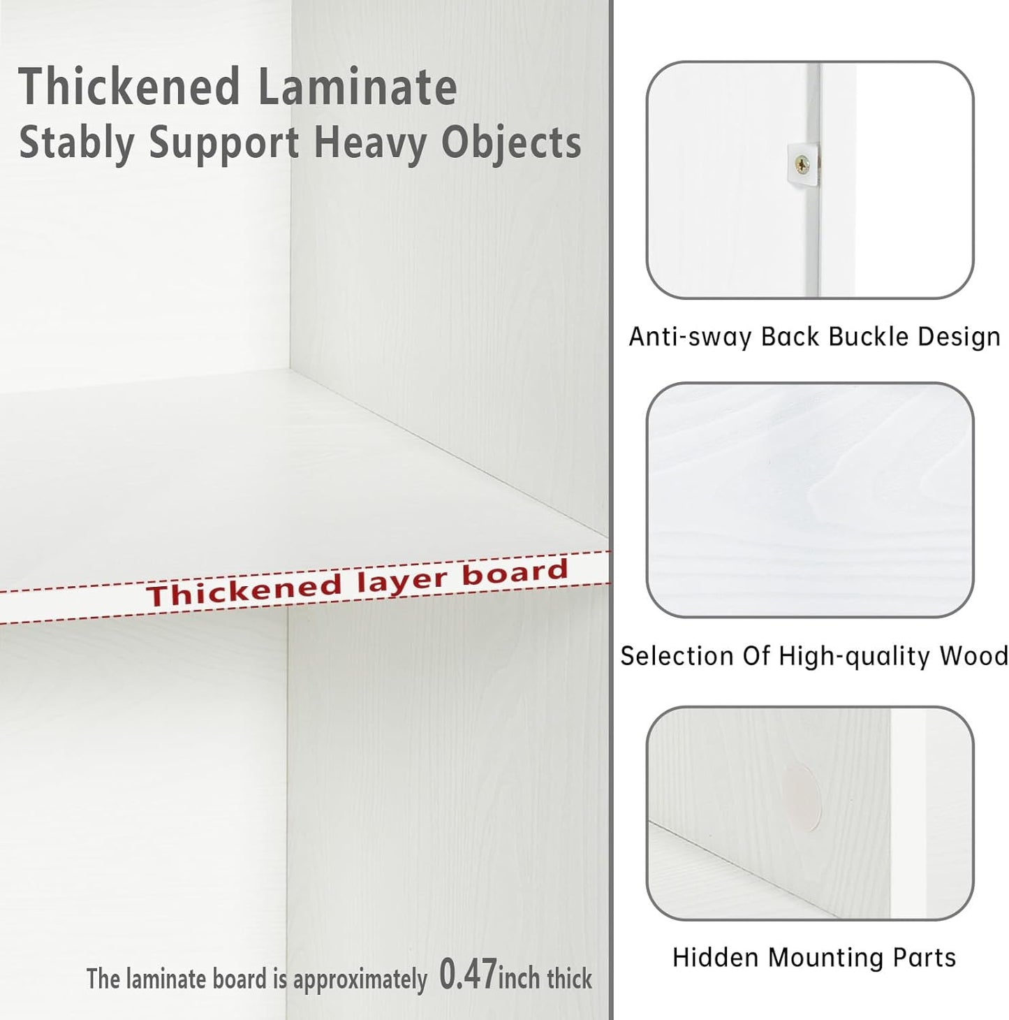 Wooden 9-Cube Storage Organizer with Closed Back Panel, 11in Cube Shelf Opening, Bookshelf, Display Shelf,Closet Cabinet for Home and Office,Embossed White