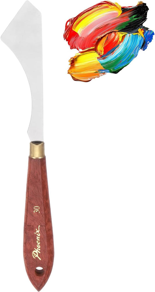 MECCANIXITY Pack of 1 Palette Knife No.30, 8.2" Long Palette Knives with Stainless Steel Flexible Spatula Pallet Knife and Wood Handle for Scraping, Mixing, Oil Acrylic Painting Canvas