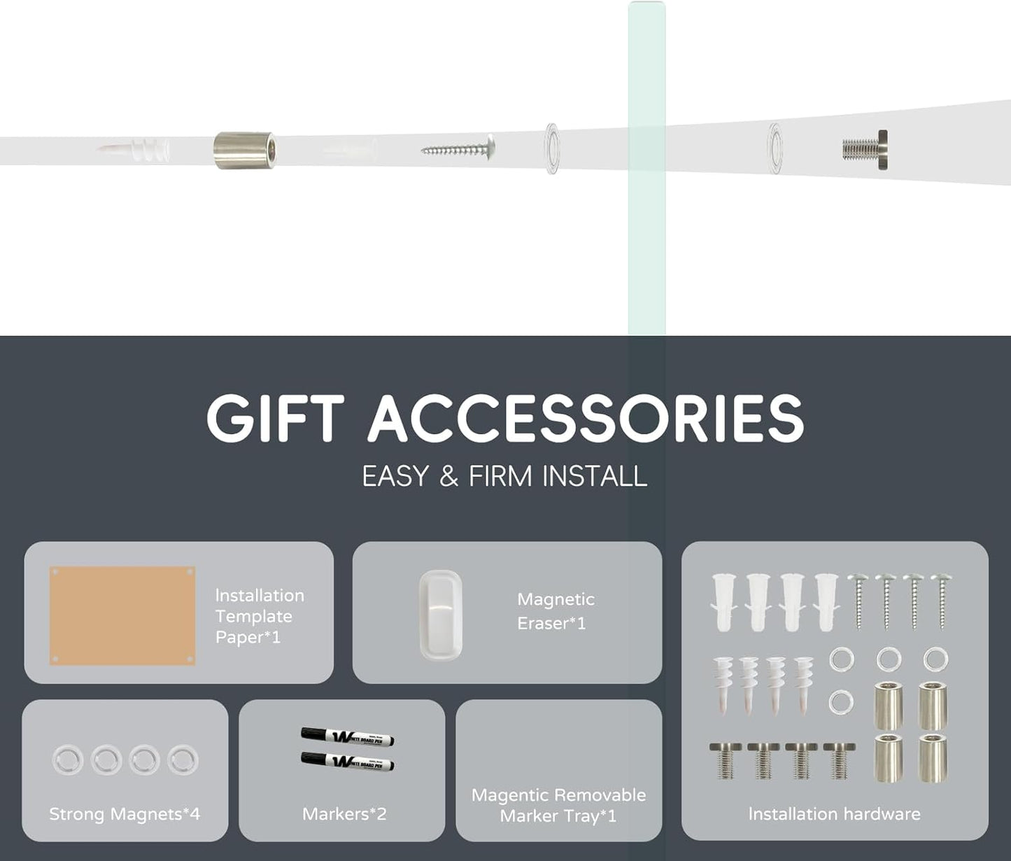 Magnetic Glass Monthly Calendar Whiteboard - Glass Dry Erase Board 48"x36" Large Frameless Glass Board for Walls Office School and Home