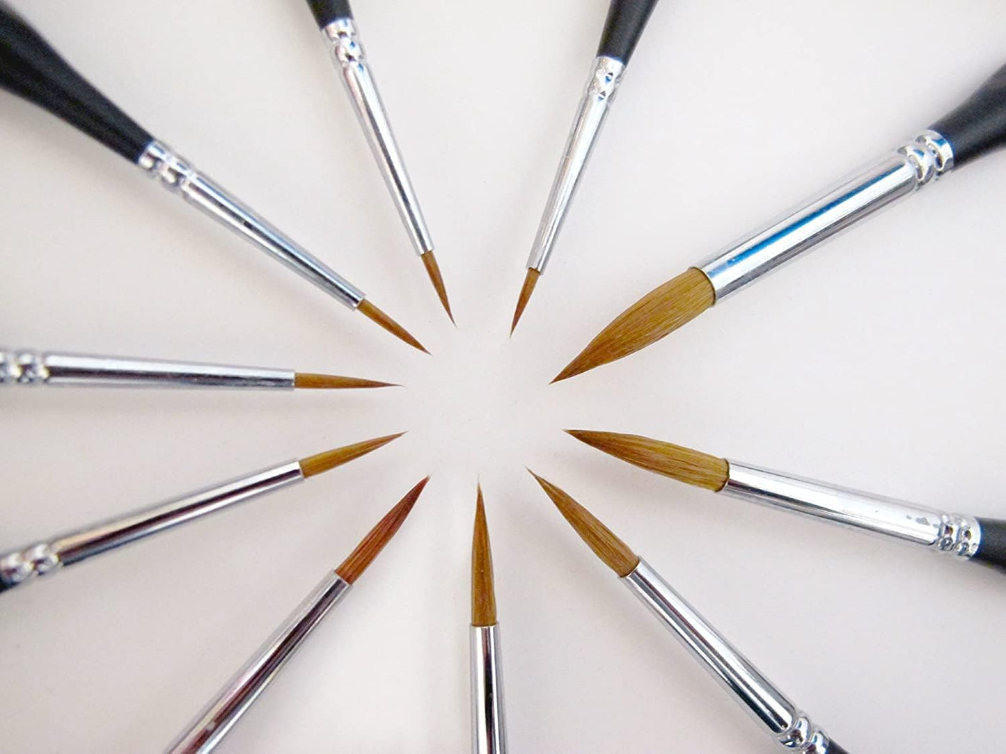 Kolinsky Sable Watercolor Brushes, 10pcs Sable Detail Paint Brush Set Will Keep a Fine Tip Point and Spring for Watercolor Acrylic Gouache, Miniature, Nail Art & Models