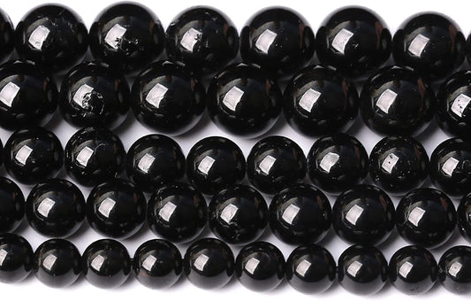 90pcs 4mm AAAA Natural Black Tourmaline Gemstone Beads Round Loose Beads for Jewelry Making DIY Bracelet Necklace(Black Tourmaline, 4mm)