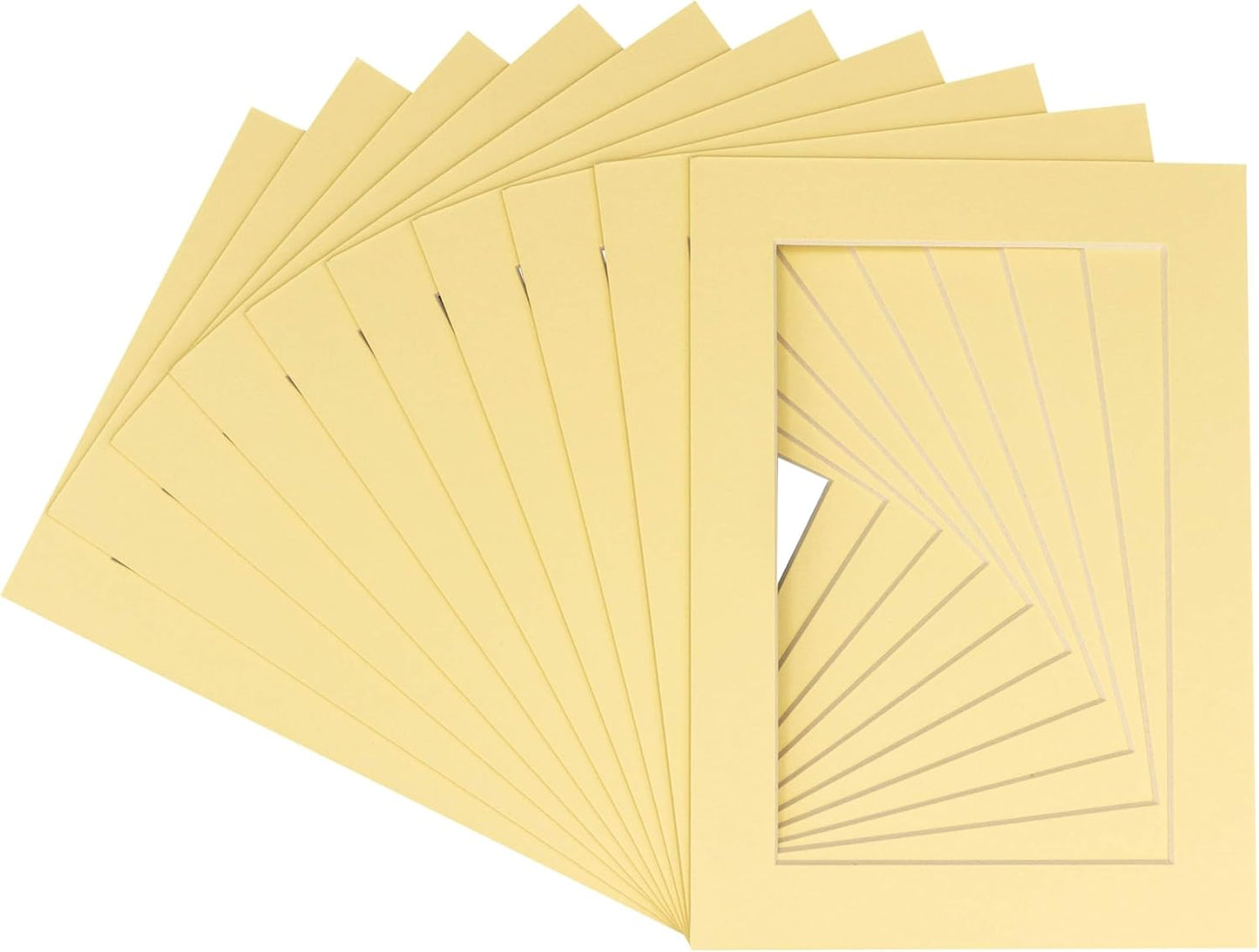 5x7 Mat for 8.5x11 Frame - Precut Mat Board Acid-Free Soft Yellow 5x7 Photo Matte For a 8.5x11 Picture Frame, Premium Matboard for Family Photos, Show Kits, Art, Picture Framing, Pack of 25 Mats