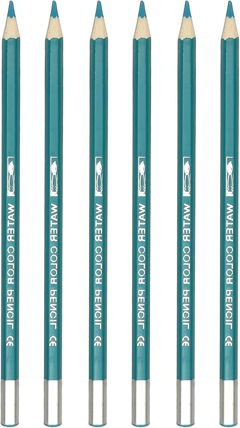 PATIKIL Watercolor Pencil, 6Pcs Water Soluble Pencils for Blending, Coloring, Sketch Drawing, Painting, Bright Blue