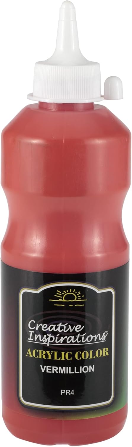 Creative Inspirations Acrylic Paint - Vermillion - 500 mL Bottle - Smooth & Creamy Consistency, Vibrant Pigmentation, Great Coverage for Artists - Clean Up with Soap & Water