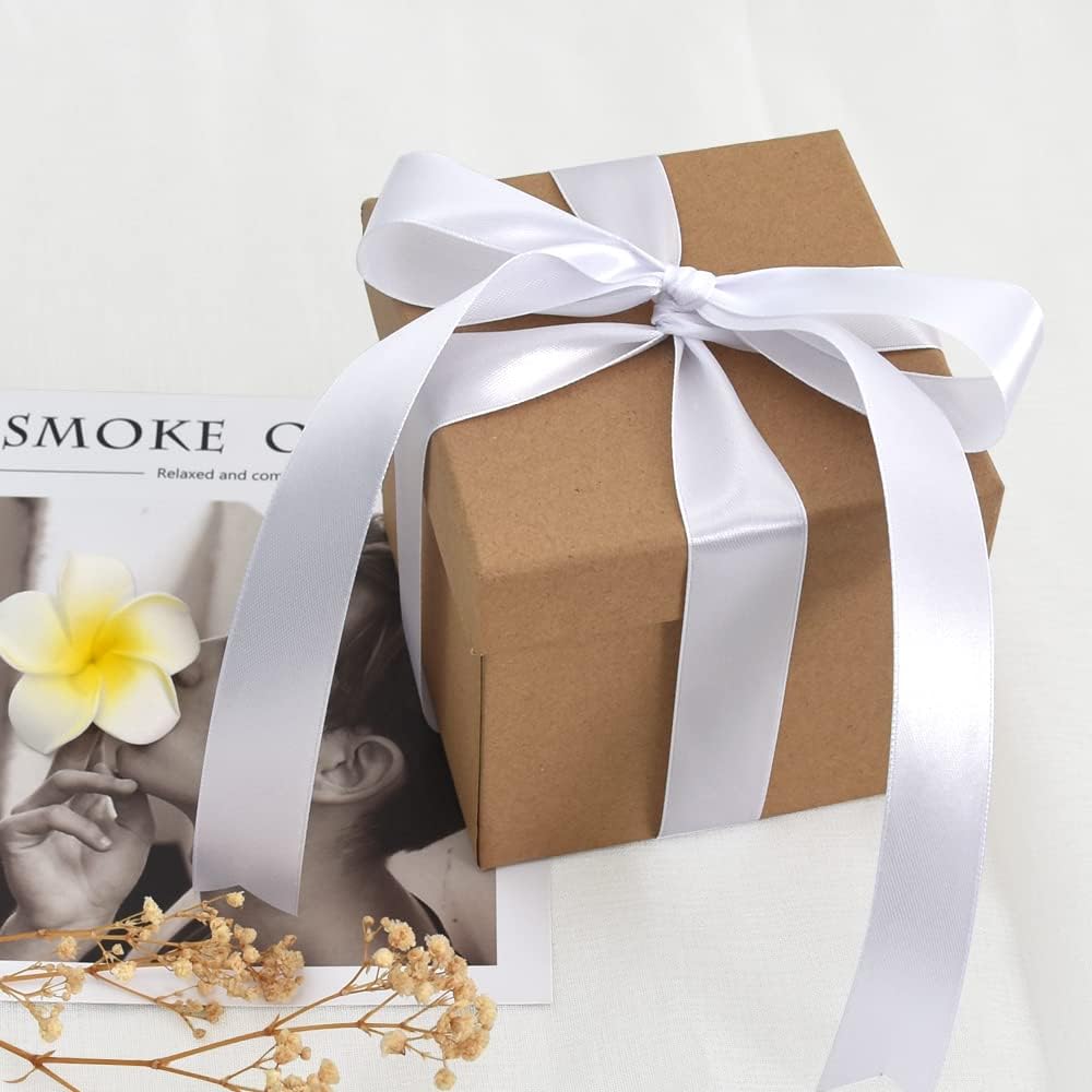 TONIFUL 1 Inch x 100yds White Satin Ribbon, Thin Solid Color Satin Ribbon for Gift Wrapping,Halloween, Hair Bows Making, Wedding Party Decoration, Sewing, Invitation Cards, Floral Bouquets, Christmas