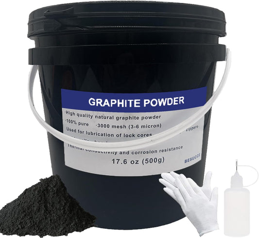 1.1 LBS Microfine Pure Graphite Powder, 3000 Grit Powdered Graphite, Dry Powdered Graphite Lubricant, Charcoal Powder for Drawing, Sketching, Pencils, Locks, Bearings