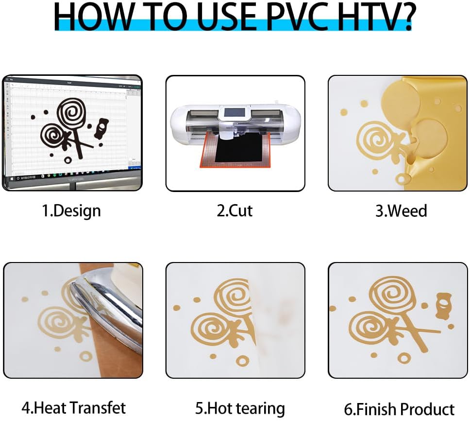 Guangyintong Heat Transfer Vinyl Rolls, 12" x 12ft Golden HTV for T-Shirts, Matte Surface Iron on Vinyl for All Cutter Machines, Easy to Cut & Weed for Heat Vinyl DIY Design