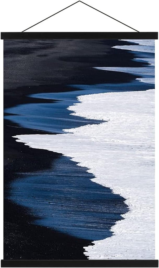 Ywlake Magnetic Poster Hanger, 18x24 18x12 18x24 Poster Frame Wood Wooden Magnet Print Posters Dowel Scroll Hanger Hangers Hanging Kit for Walls Map Canvas Artwork (Black, 18")