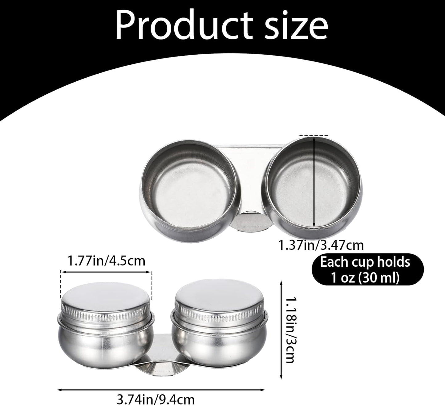 Stainless Steel Oil Painting Double Palette Cup with Screw Lid Dipper Clip, Large Mouth Double Dipper Palette Cup Portable Travel Double-Dipper Oil Painting Container for Acrylic Oils Watercolor