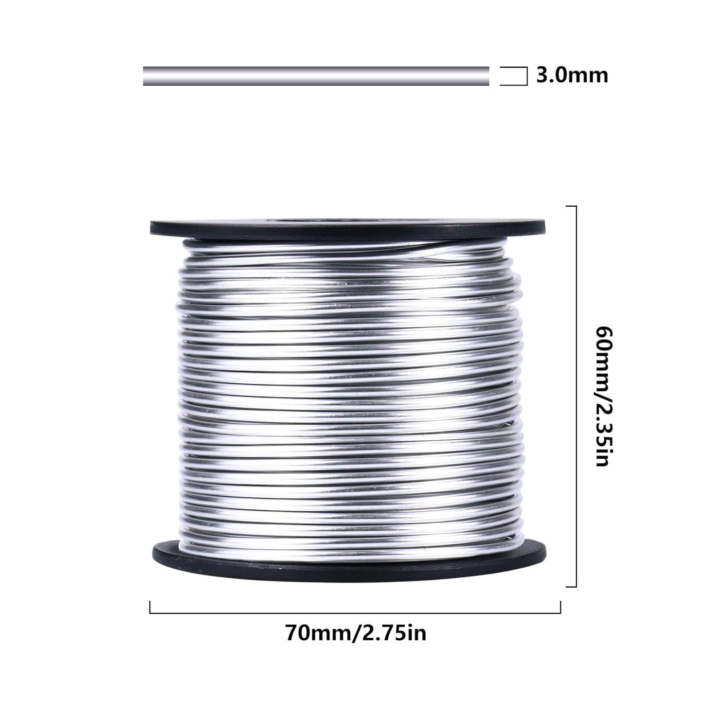 Aluminum Craft Wire, 32.8 Feet 3.0 mm/ 8 Gauge Silver Bendable Soft Metal Aluminum Wire Roll Bulk for DIY Crafts Sculpting Jewelry Making