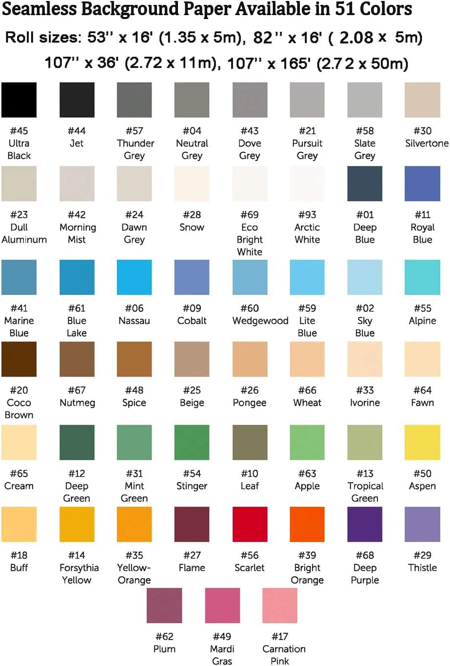 Huamei Seamless Photography Background Paper, Photo Backdrop Paper 53-Inches Wide x 16-Feet, (4.4x16 Feet, #14 Yellow)