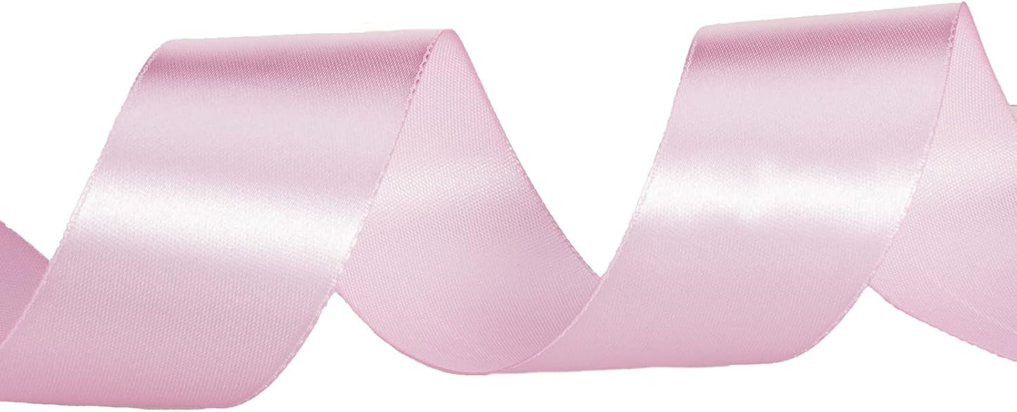 1 1/2 Inch Pink Solid Satin Ribbon, 50 Yards Craft Fabric Ribbon for Gift Wrapping Floral Bouquets Wedding Party Decoration