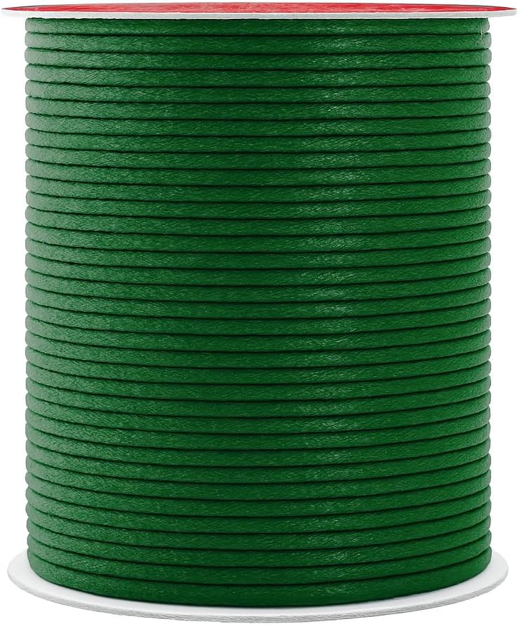 Mandala Crafts 2mm 109 Yards Evergreen Cotton Waxed Cord for Jewelry Making Bracelet Cord Waxed String - Beading String Thread Jewelry Cords for Necklaces String