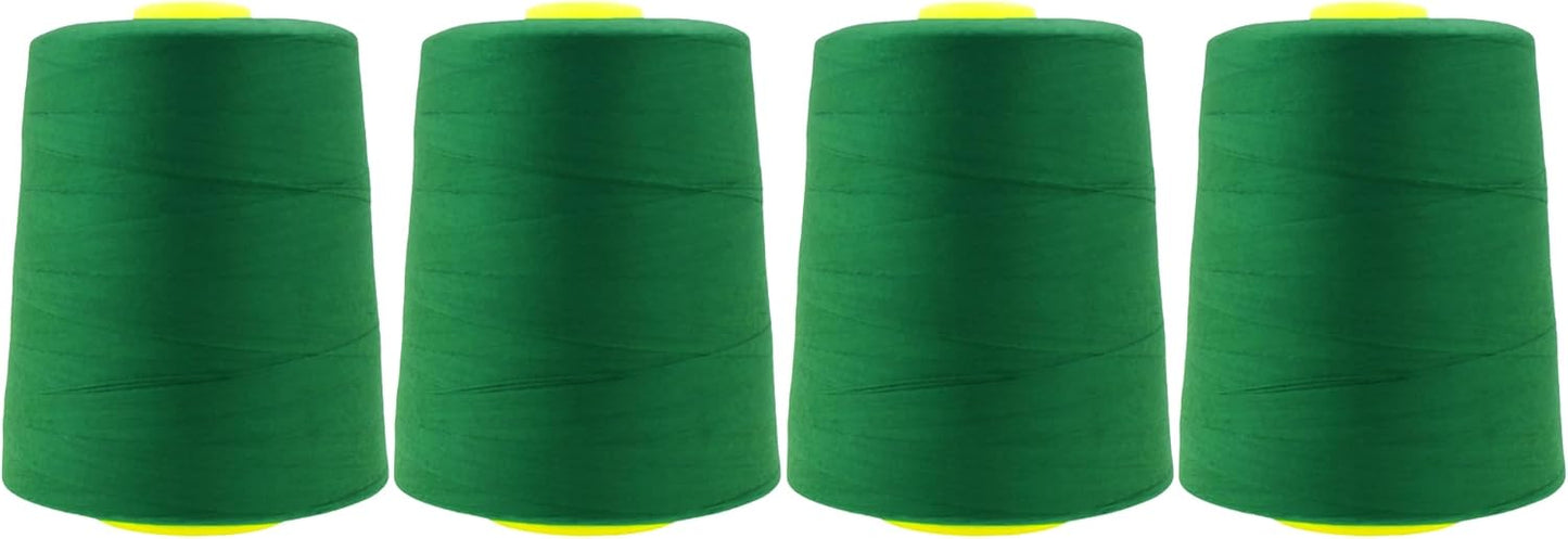 Mandala Crafts 4 Pack of Serger Threads Cones Spools - 20S/2 24000 Yards Polyester Forest Green Threads for Sergers Machine and Overlock Quilting Sewing Machine