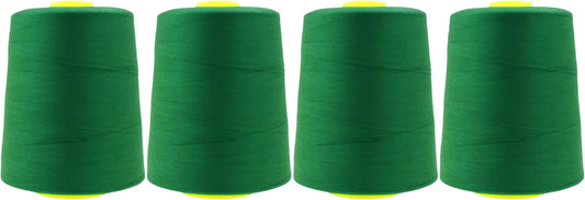 Mandala Crafts 4 Pack of Serger Threads Cones Spools - 20S/2 24000 Yards Polyester Forest Green Threads for Sergers Machine and Overlock Quilting Sewing Machine