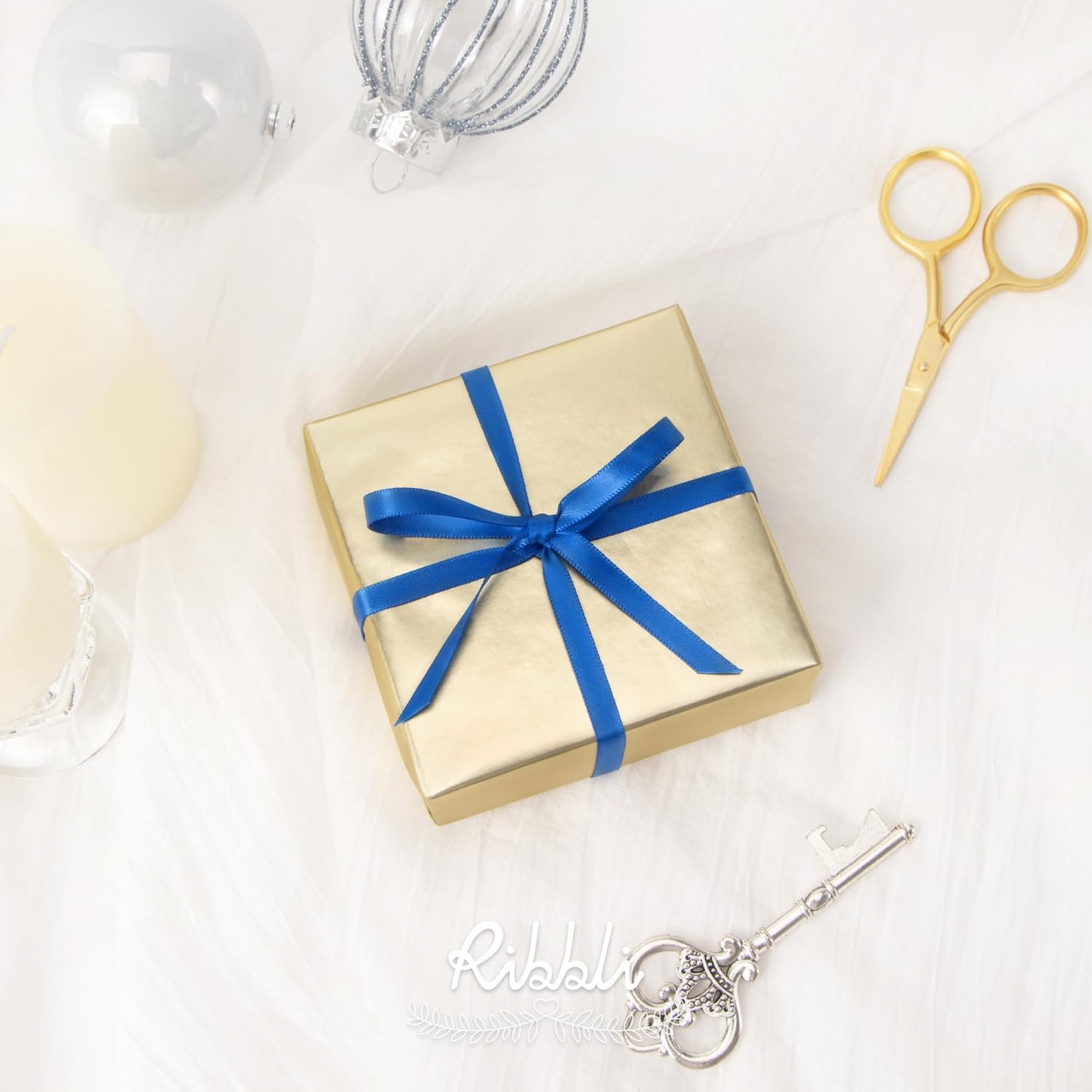 Ribbli Royal Blue Satin Ribbon,Double Faced Satin 1/4 inch x Continuous 50 Yards,Royal Blue Ribbon Use for Bows Bouquet,Gift Wrapping,Wedding Decoration,Floral Arrangement
