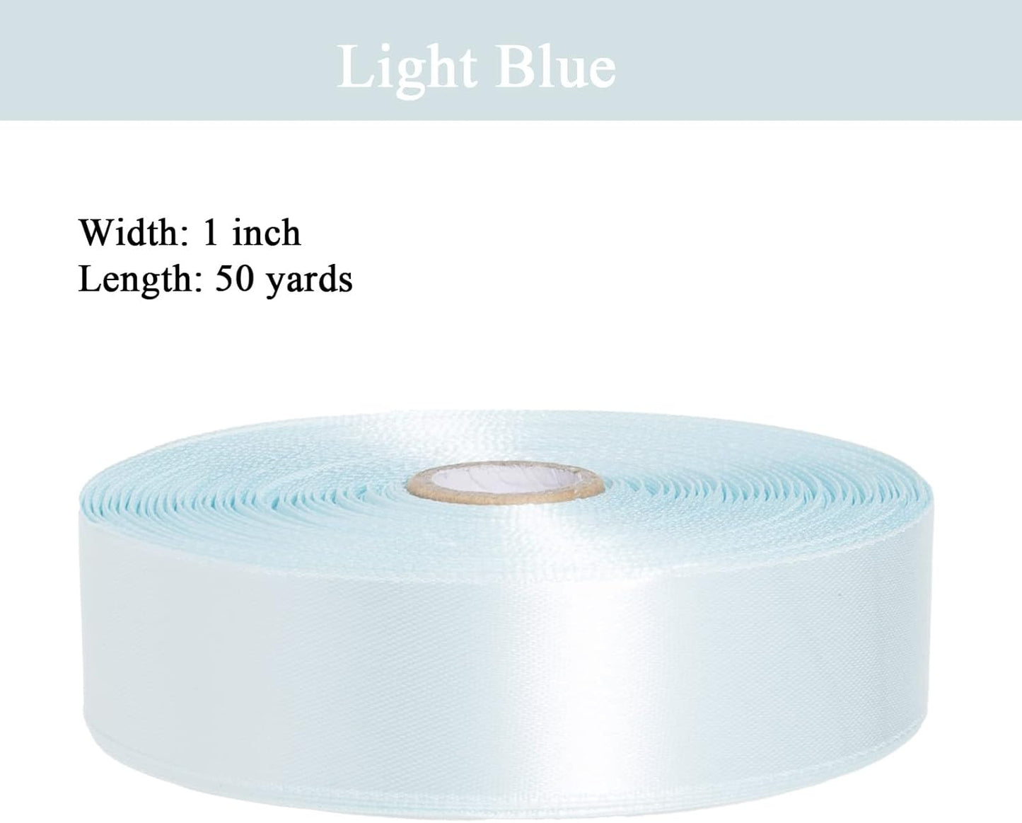 1 Inch Light Blue Solid Satin Ribbon, 50 Yards Craft Fabric Ribbon for Gift Wrapping Floral Bouquets Wedding Party Decoration