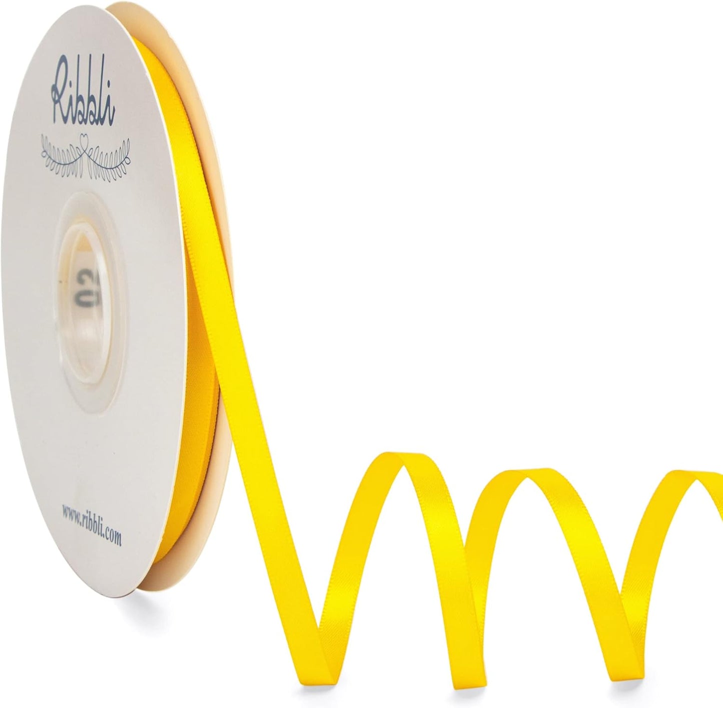 Ribbli Maize Yellow Satin Ribbon,Double Faced Satin 1/4 inch x Continuous 50 Yards,Maize Yellow Ribbon Use for Bows Bouquet,Gift Wrapping,Wedding Decoration,Floral Arrangement