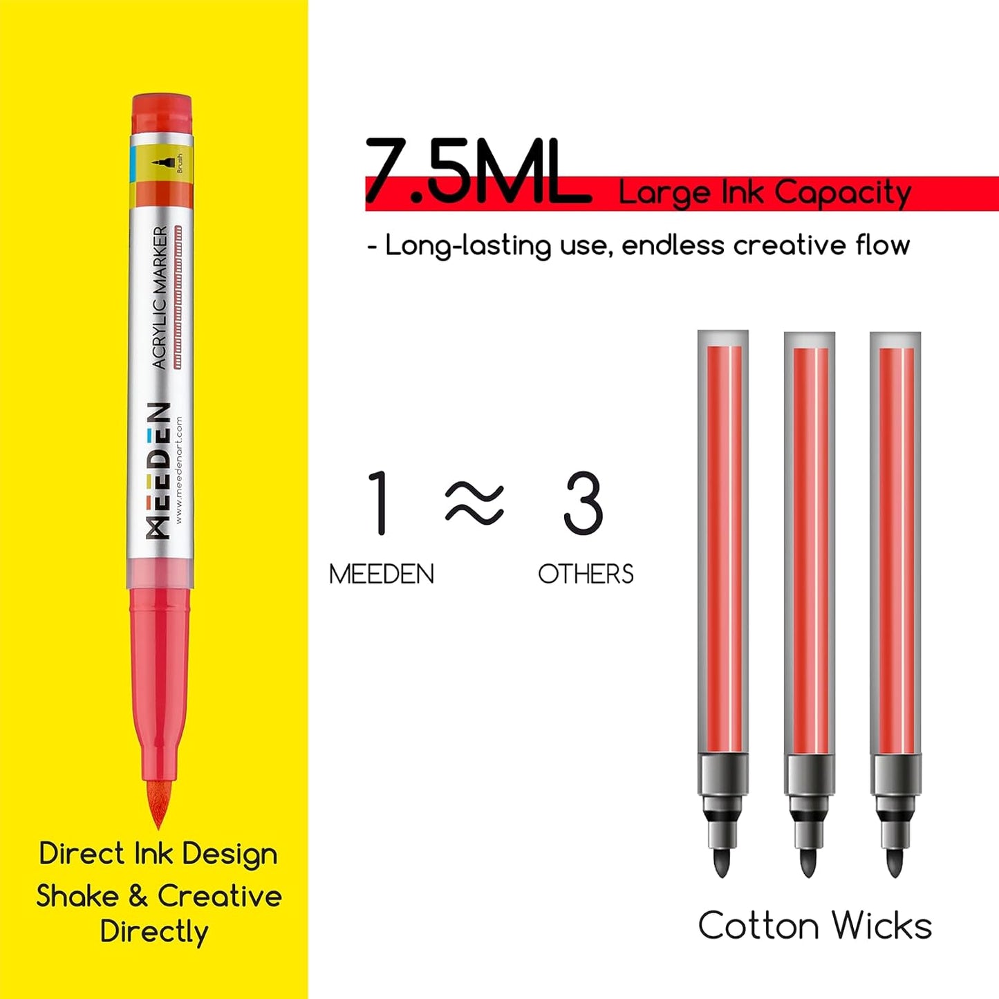 MEEDEN Acrylic Paint Marker Brush Tip: 72 Colors Large Capacity Acrylic Markers with Automatic Ink Control System - Waterproof Paint Pens for Wood, Glass, Rocks, Fabric, Halloween Pumpkin Painting