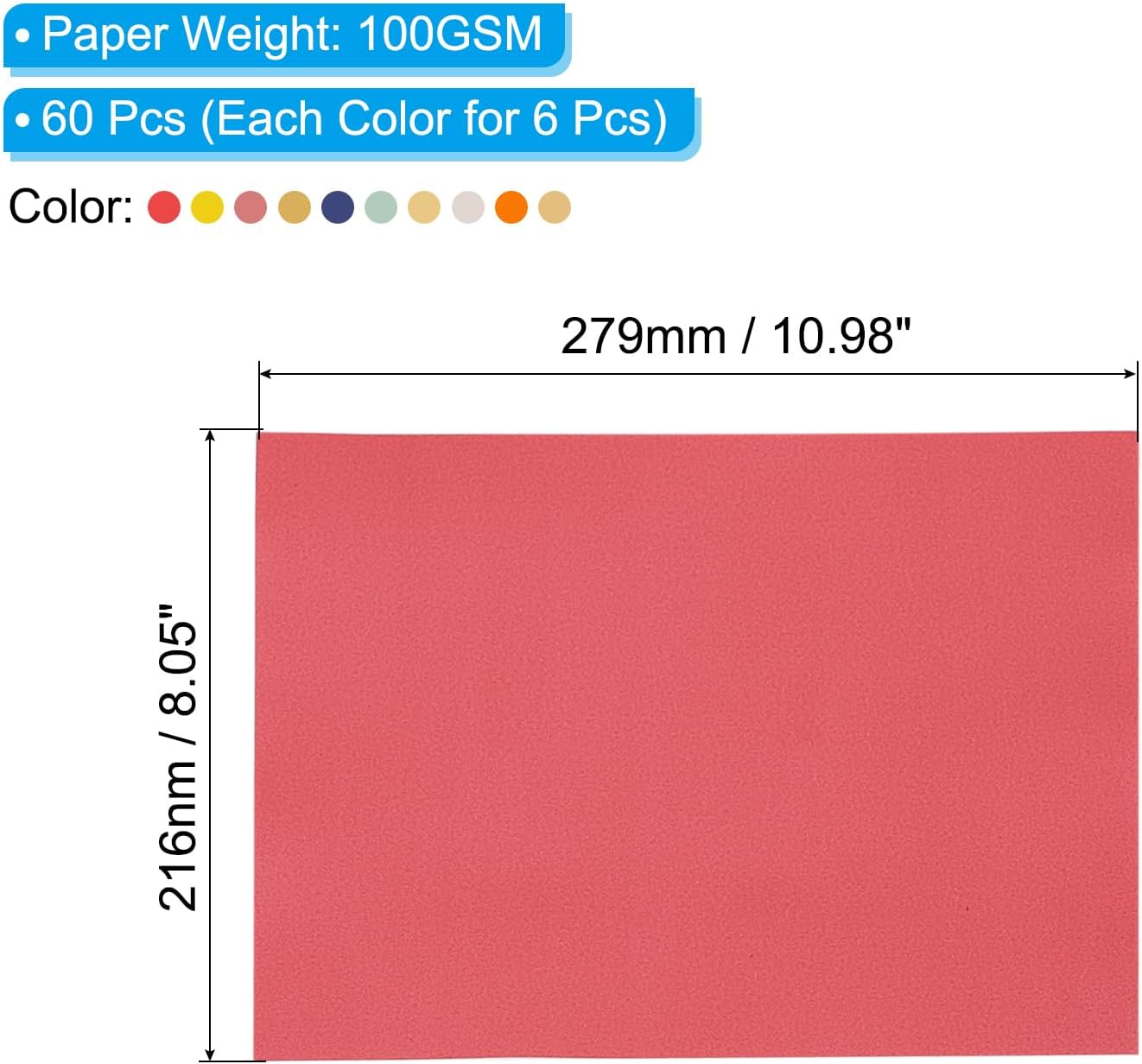 PATIKIL 60 Sheets Vellum Paper 8.5x11inches, Printable Translucent Paper 100GSM Colored for Invitations Laser Inkjet Printing Card Making Crafting Wedding Tracing, Multicolored