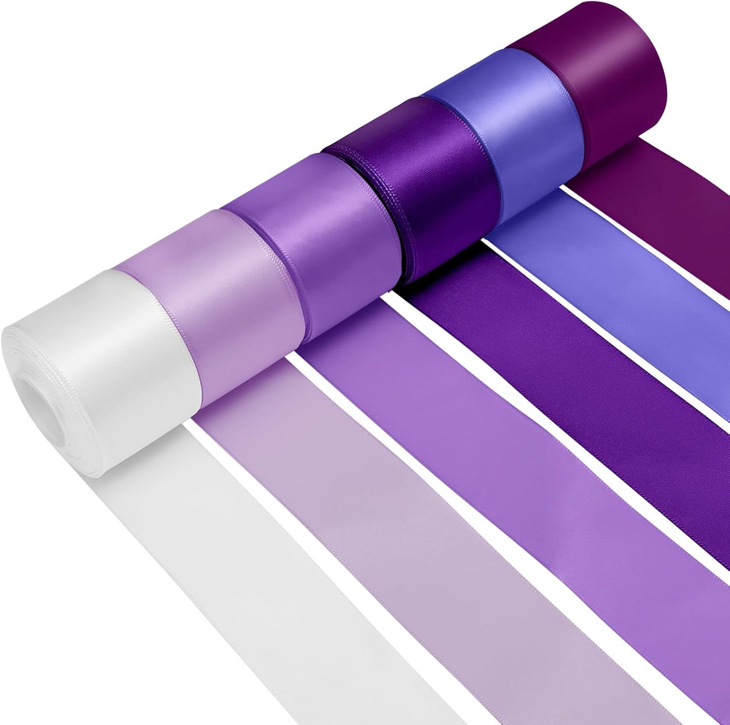 1-1/2 Inch Purple Satin Ribbons for Crafts, 6 Rolls Single-Faced Purple Assorted Ribbons for Gift Wrapping Flower Bouquet Wedding Invitations Bridal Shower Hair Bows Garland Party Decor