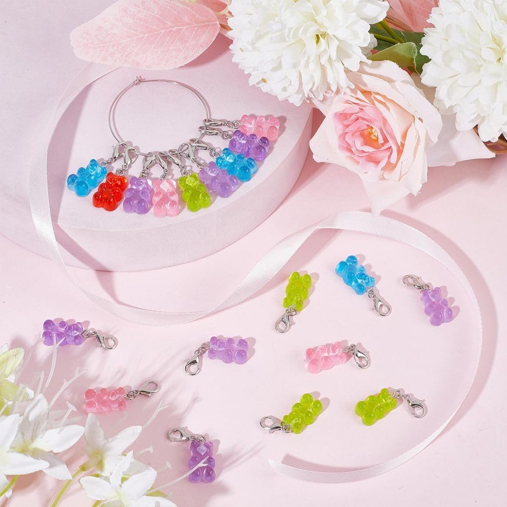 SUNNYCLUE 1 Box 30Pcs Stitch Markers Knitting Bear Stitch Marker Charms Knitting Markers Charm Cute Leverback Locking Stitch Marker for Knitting Weaving Sewing Needleworks Women DIY Crafts Gift