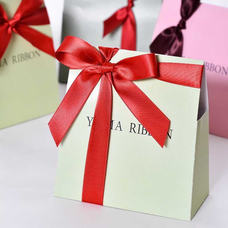 YAMA Red Double Face Satin Ribbon 7/8 Inch 25 Yards Red Silk Ribbon for Christmas Tree Gift Wrapping Hair Cabinets