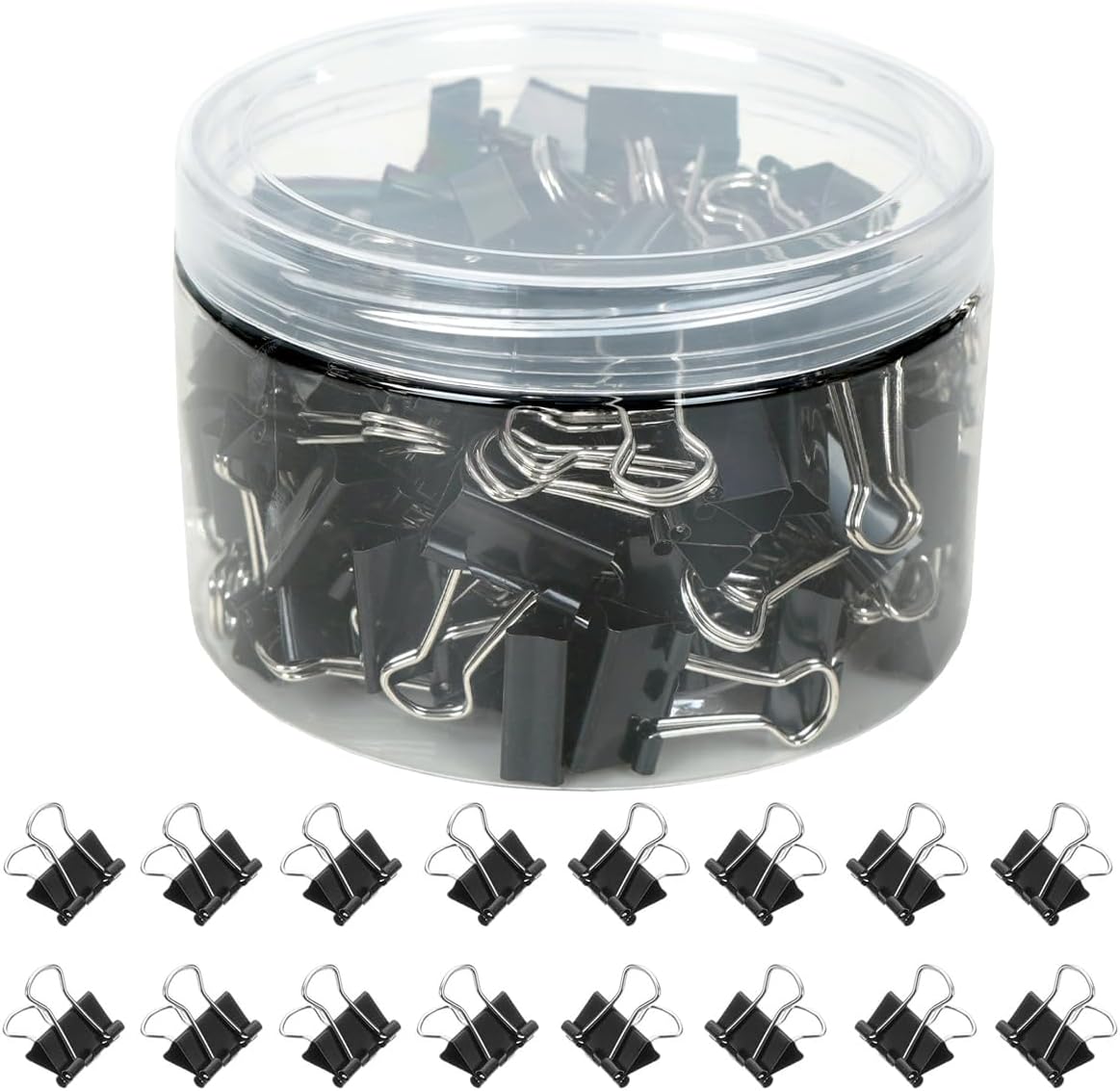 150 PCS Mini Binder Clips, 5/8 inch 15mm Binder Clips, Black Paper Clamps Small Size for Office, Home, School, Document Organizing (0.6 inch)