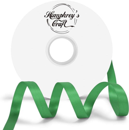 Humphrey's Craft 1/2 Inch Fern Green Double Faced Satin Ribbon - 50 Yards Variety of Color for Crafts Gift Wrapping Bows Bouquet Decoration Sewing Christmas Tree Wedding Invitation Card.