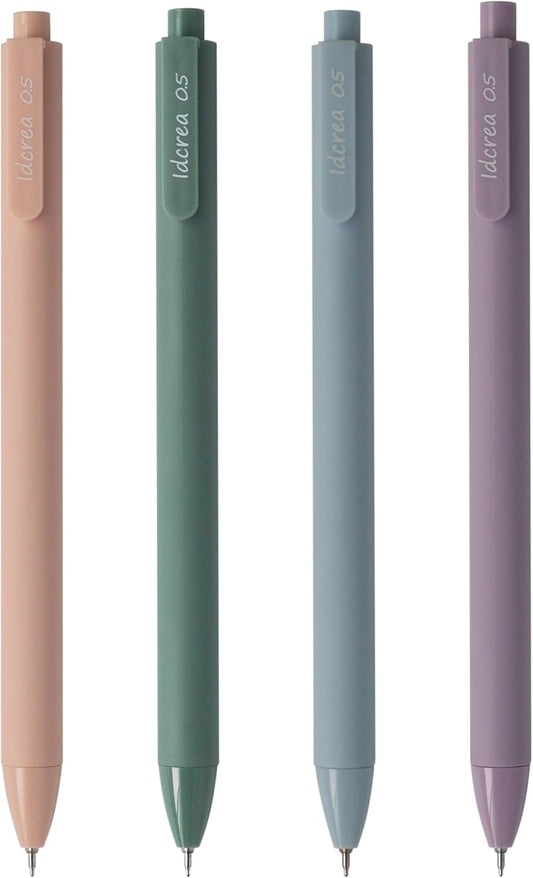 ldcrea Gel Pens 0.5 Fine Tip, Black Ink, Silky Grip, 4 Pack