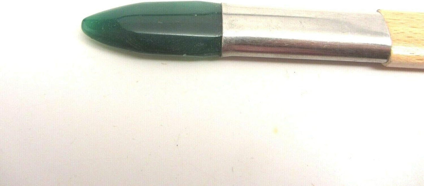 UJ Ramelson Agate Bezel Burnisher for Stone Setting, Jewelry Making, Metal Clay Burnishing and Polishing, Gold and Silver Leaf, Bookbinding Tools, Angled Green Color