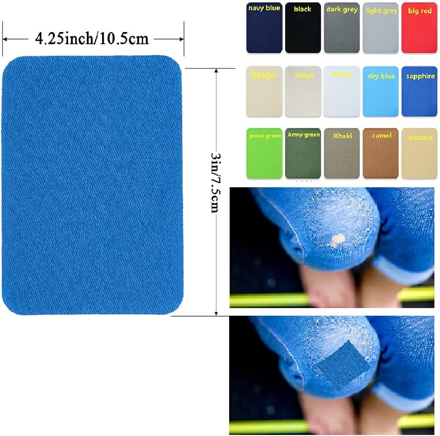 12PCS Fabric Iron on Patches Inside & Outside Strong Glue 100% Cotton Repair Patch for Clothes Pants Mending and Decorating, Black