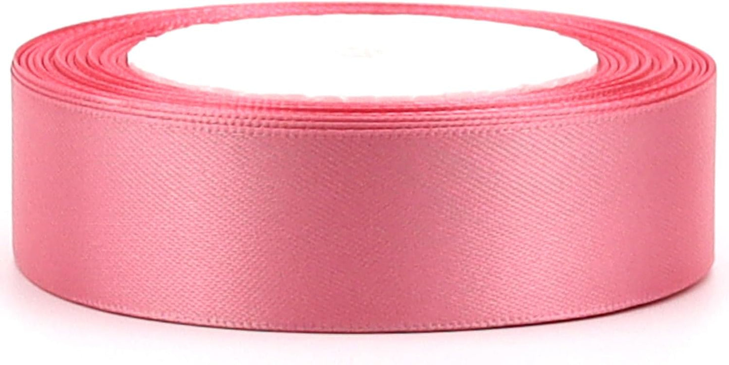 Rose Gold Solid Satin Ribbon 1 Inch 25 Yards Solid Polyester Fabric Ribbon for Gift Wrapping Wedding Christmas Baby Shower Birthday Party Decoration Handmade Immortal Flower Craft