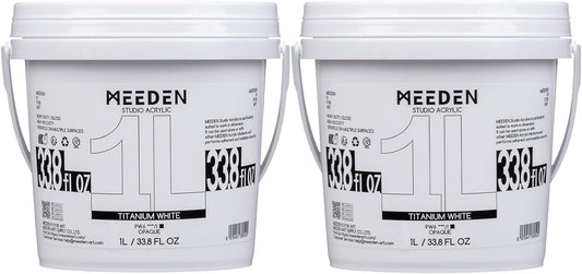 MEEDEN Titanium White Acrylic Paint: 2 Pack 1 L /33.8 oz Heavy Body Gloss - Thick Art Paints for Canvas Crafts Painting