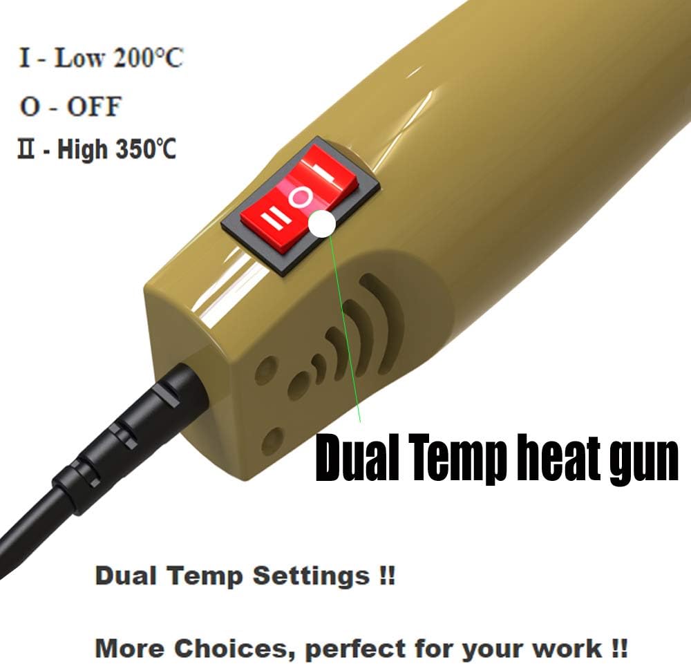 Homidic Heat Gun Upgraded to 662℉, Dual-Temperature Professional Heat Tool, Mini Handheld Hot Air Gun for Embossing Shrink Wrapping Paint Crafts Electronics DIY